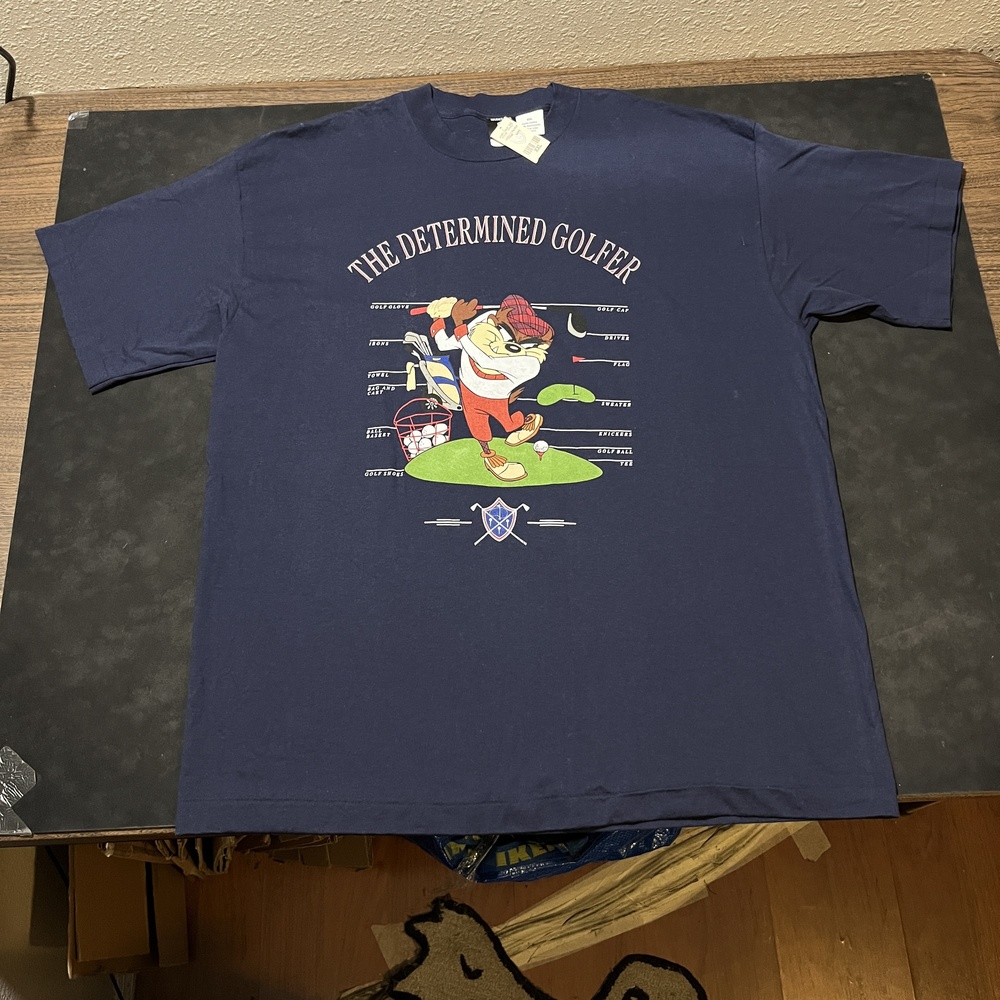 Vintage Taz Shirt Golf Looney Tunes Men 2XL Warner Bros Cartoon 90s Taz Tee